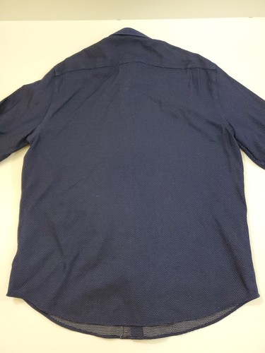 Camicia UNTUCKit Milo WF taglia media blu scuro a pois manica lunga con bottoni - Foto 11 di 12