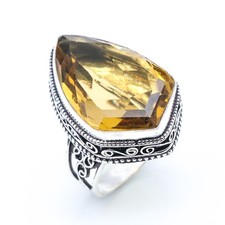 Lemon Citrine Gemstone .925 Sterling Silver Handmade Jewelry Ring 7-12