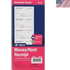 200-Set Carbonless Money & Rent Receipt Book - Durable, Spiral-Bound Design