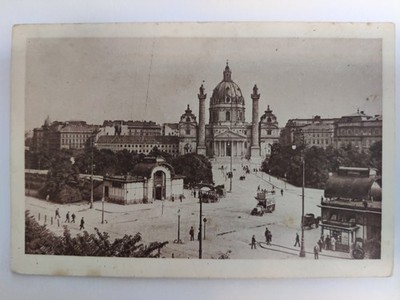 Ansichtskarte aus Wien (Karlsplatz) - gelaufen um 1915