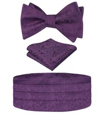 Mens Paisley Cummerbund Untied Bow Tie Hanky Set Formal Tuxedo Accessory