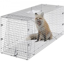 Live Animal Cage Trap,42"x16"x18" Humane Cat Trap Galvanized Iron,Folding Animal