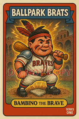 Babe Ruth  as ''Bambino the Brave'' - BALLPARK BRATS Parody Art Card Boston Braves