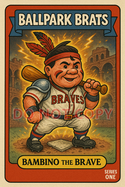 Babe Ruth as "Bambino the Brave" - BALLPARK BRATS Parody Art Card Boston Braves
