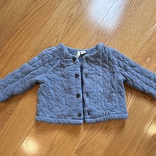Janie & Jack Quilted Lined Blue Jacket Snap/B...