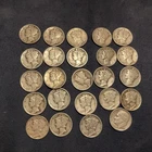 Mercury Dimes 90% Silver Mixed Lot Of 34 Coins One Roosevelt Silver Good Dates