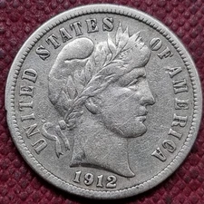 1912 S Barber Dime 10c Better Grade XF #94151