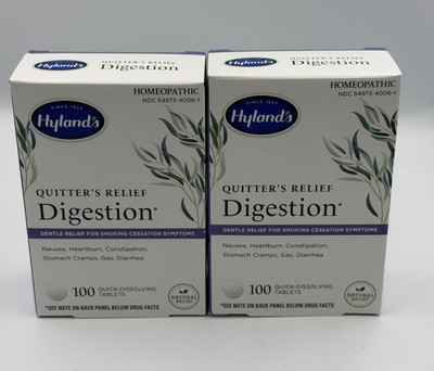 2 PACK Hyland's Quitter's Relief Digestion 100ct Tablets for Smoking Cessation