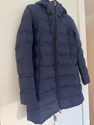 Save The Duck Puffer Jacket Coat Women Blue Size 1 Small With Hood