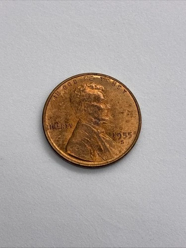 1955-S Lincoln Wheat Cent 1c Penny Circulated XF US Coin Patina Unique