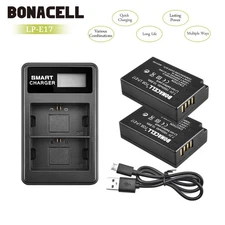 2Pack LP-E17 Battery USB Charger For Canon EOS 200D 250D 750D Digital SLR Camera