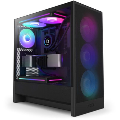 NZXT - H5 Flow RGB 2024 Compact ATX Mid-Tower Airflow PC Case - Black