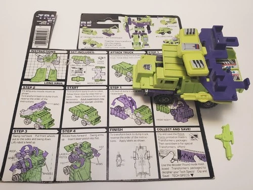 Vintage G1 Transformers Long Haul Complete + Backer: Hasbro 1985 Constructicon