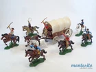 BRITAINS DEETAIL DSG * MOUNTED COWBOYS (6 POSES) & COVERED WAGON * PLAY SET
