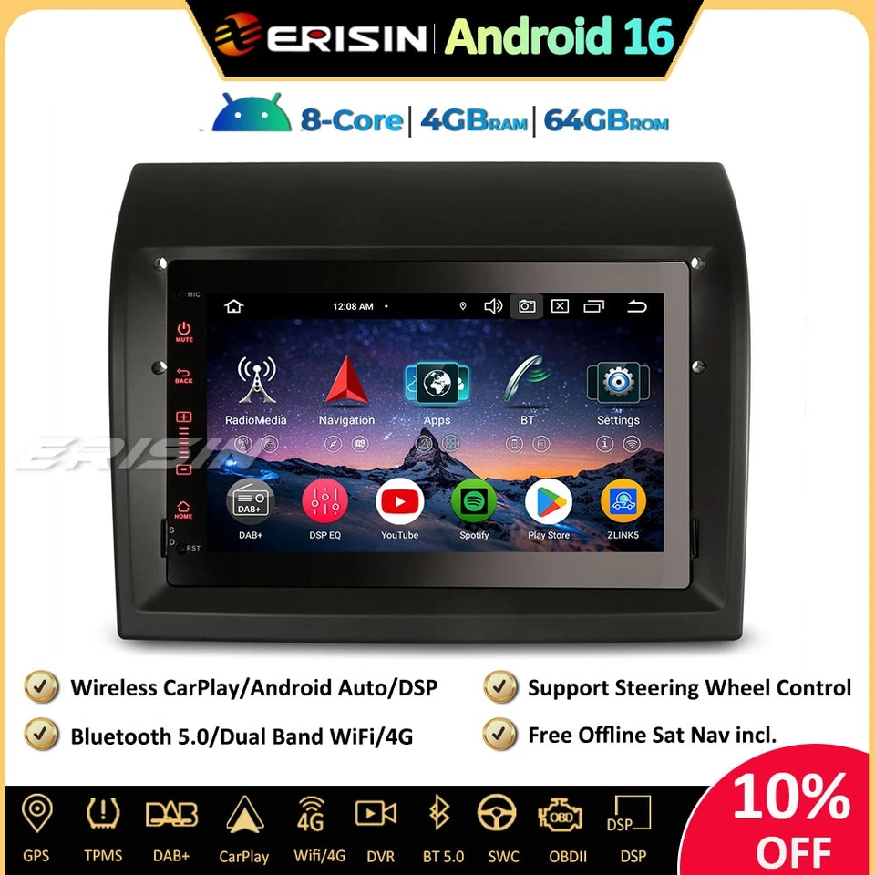 64GO Android 16 Autoradio GPS Navi pour Fiat Ducato Peugeot Boxer Citroen Jumper - Photo 1/4