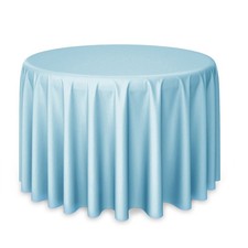 10 Pack 120" Round Polyester Fabric Tablecloths for Wedding Banquets - Baby Blue