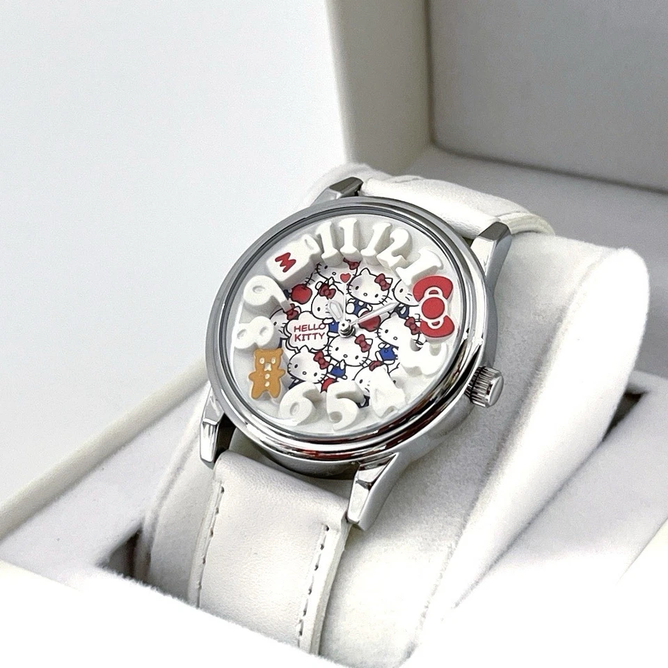 Hello Kitty 3D Watch 2015 Japan Silver Dial White Leather Band Boxed, Brand New - Image 3 of 4