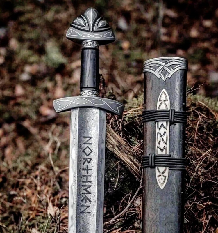 Custom Handmade Northmen Damascus Steel Viking Sword |Custom Cosplay Prop VBS-01