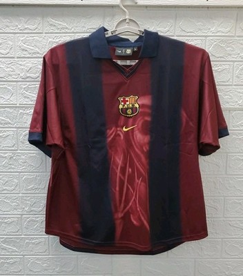 CJ X NIKE X FC BARCELONA RETRO 2000/01 HOME SKELETON JERSEY SIZE L
