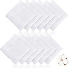 12 Pcs Men'S Handkerchiefs, 100 Soft Cotton White Handkerchiefs for Men, Classi