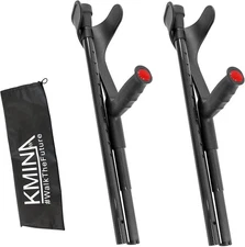 2 UNITS KMINA PRO Folding Carbon Fiber Crutches, Open Cuff Adjustable
