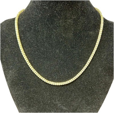 10 Karat zweifarbiges Gold 18 Zoll 3,5 mm funkelndes Eis Gliederhalskette 16,81 Gramm