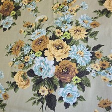 Vintage 60s Floral Fabric 49" x 2 2/3 Yrd DuPont Cotton Blend Retro Screen Print