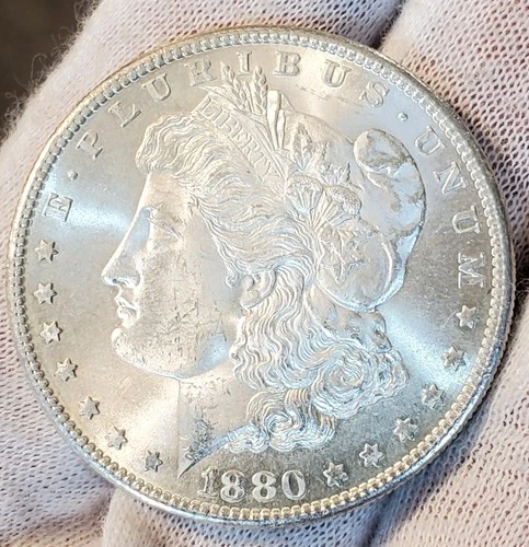 * 1880 S * BU MS+ FROSTY WHITE MINT FRESH ALL ORIGINAL MORGAN SILVER DOLLAR #A32