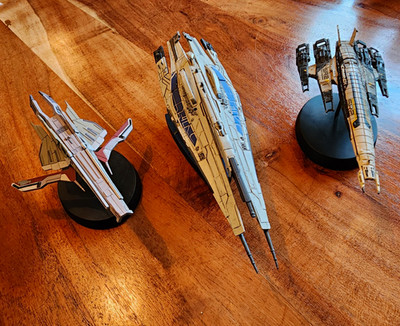 BioWare Mass Effect Spaceship Model Lot of 3 with Display Stands