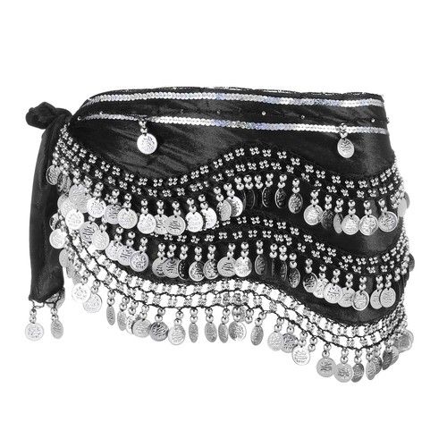 belly-dance-hip-scarf-59x11-with-248-silver-coin-black-ebay