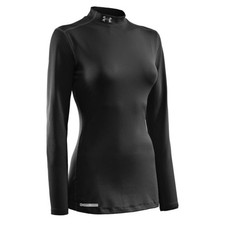 Under Armour Women's ColdGear Fitted Long Sleeve Mock Shirt Black Sz M