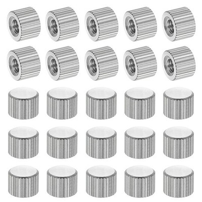 M4 Knurled Thumb Nuts 25pcs Nickel Plated Flat Head Blind Hole, D8mm x H6mm