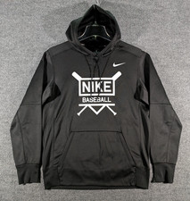 Nike Baseball Hoodie Men's Medium Black Dri-Fit Fleece Sweatshirt Swoosh AA0693