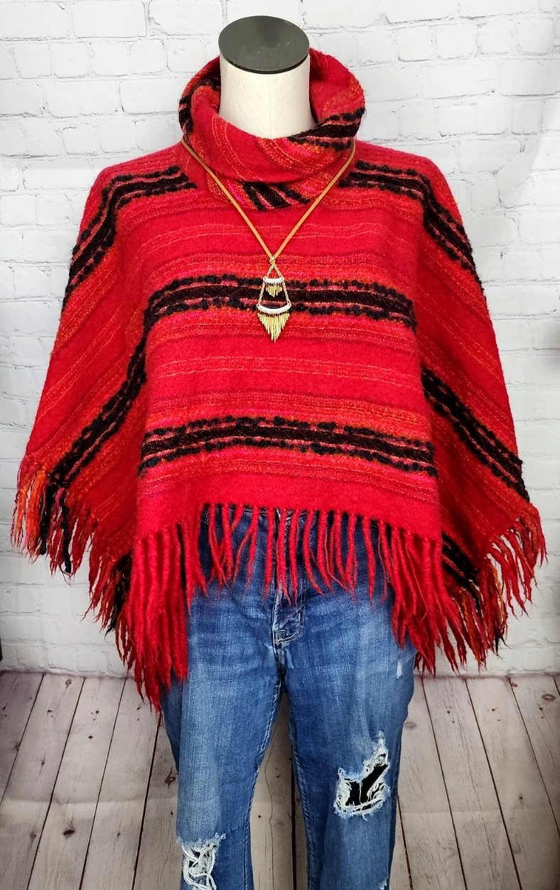 Arolan Kutomo Toijala Poncho by Pirkko M’a’ki Made in Finland Wool Vintage 70’s