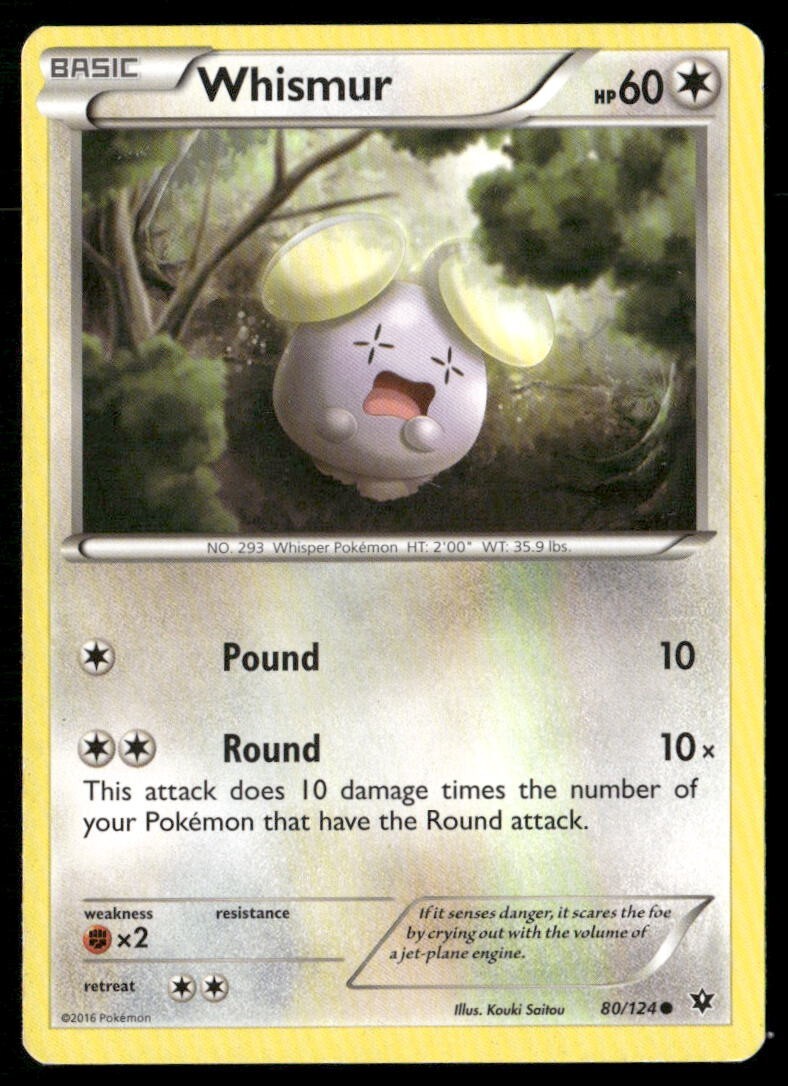 2016 Fates Collide Set Pokemon Card 080  Whismur LP