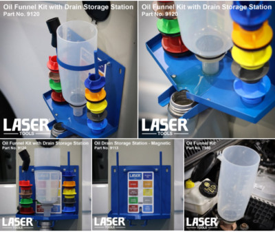 Laser Tools 7980 Oil Funnel Kit with Laser 9113 Drain Storage