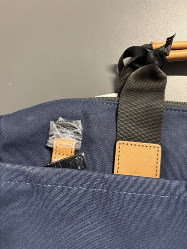 Knomo Fulham 14 inch Laptop Briefcase Navy Canvas NEW - Picture 8 of 16