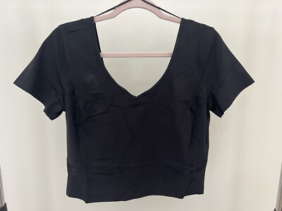 NWT Size 12 Lululemon Align Tee Slim Fit Cropped Length Black
