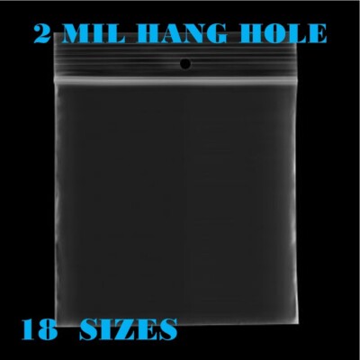 2Mil Hang Hole Top Lock Seal Bags Writable Reclosable Zip Plastic Parts Bag