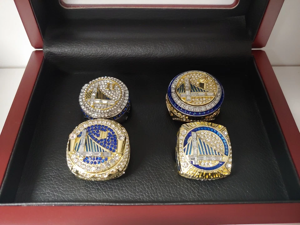 Klay Thompson - Juego de 4 anillos Golden State Warriors Championship con caja de madera Foto 4 de 4