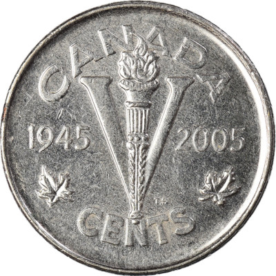 Canadian Coin Canada 5 Cents | Elizabeth II | Victory Anniversary