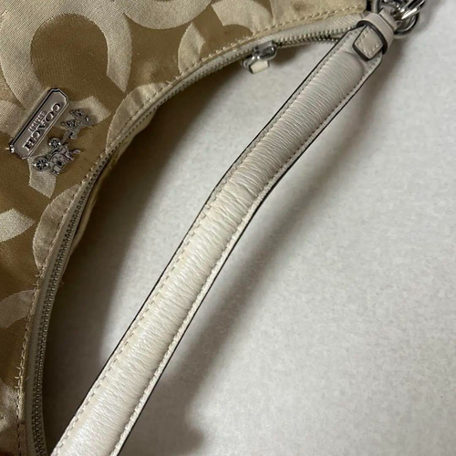 COACH Madison Op Art Signature Beige One Shoulder Bag Jacquard Leather Authentic - Picture 10 of 19