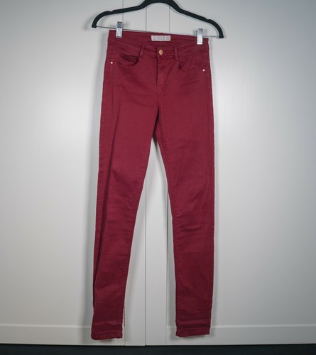 Zara Trafaluc Skinny Jeans Size US 2 EUR 34 Red Wine Maroon Burgundy Denim  Pants | eBay
