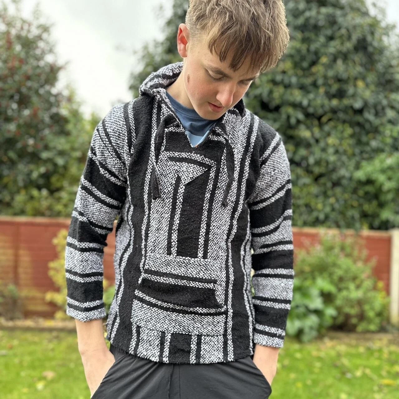 Festival Poncho Grey Knitted Pullover Windbreaker Thick Outdoor Jumper Alpaca