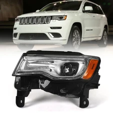 Driver Headlight For 2017-2021 Jeep Grand Cherokee Chrome HID/Xenon LED DRL Left