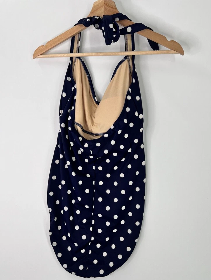 Traje de baño de una pieza estampado a lunares Spiegel azul marino para mujer talla 18 usado en excelente estado Foto 2 de 4