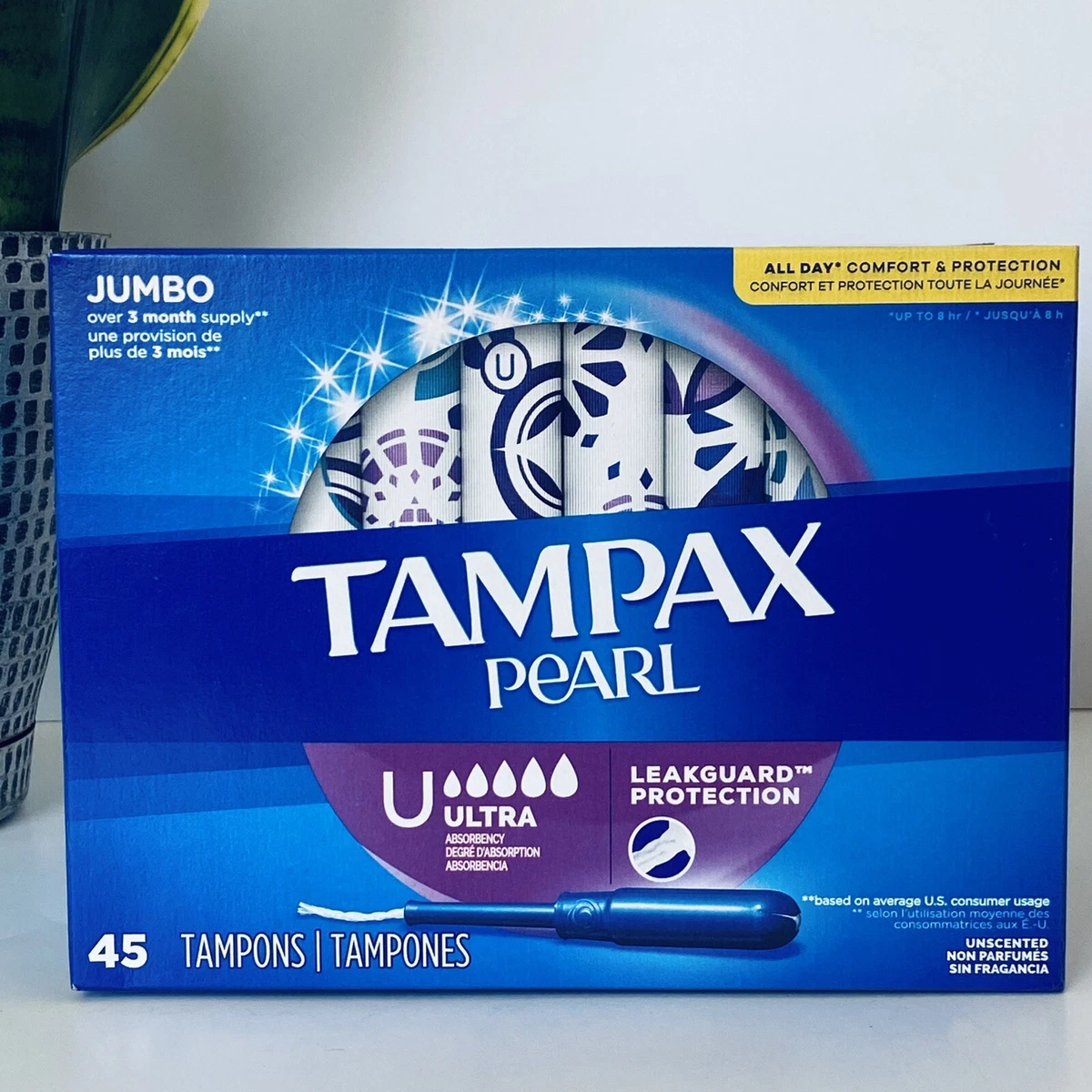 Tampax Pearl Ultra Absorbent Leakguard Protection Tampons 45 Count