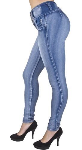 Plus/Junior Size Colombian Design High Waist Butt Lift Levanta Cola Skinny Jeans - Picture 2 of 7