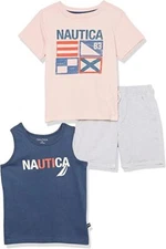 Nautica Boys 3pc Tee, Tank & Woven Short Set Size 4 5 6 7