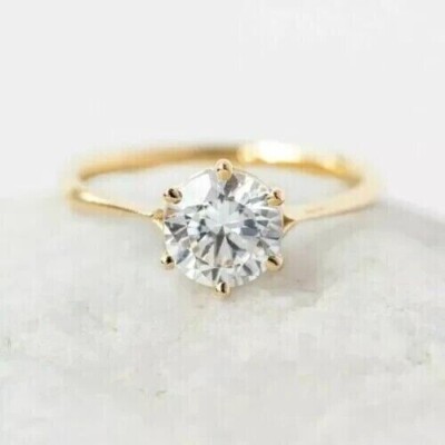 0.50CT Brilliant Cut Lab Created Diamond Solitaire Women's Ring 14K Gold Plated